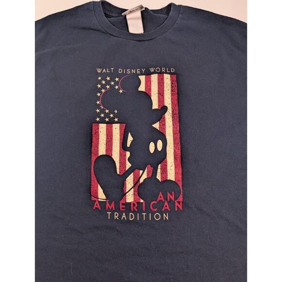 VTG Walt Disney World An American Tradition Mickey Mouse Shirt Size L Dark Blue - Picture 2 of 7